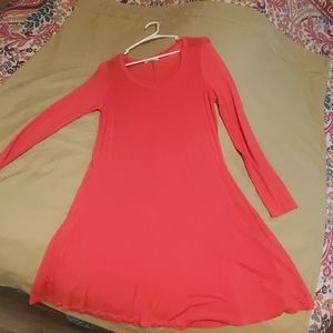 Coral long sleeve dress
